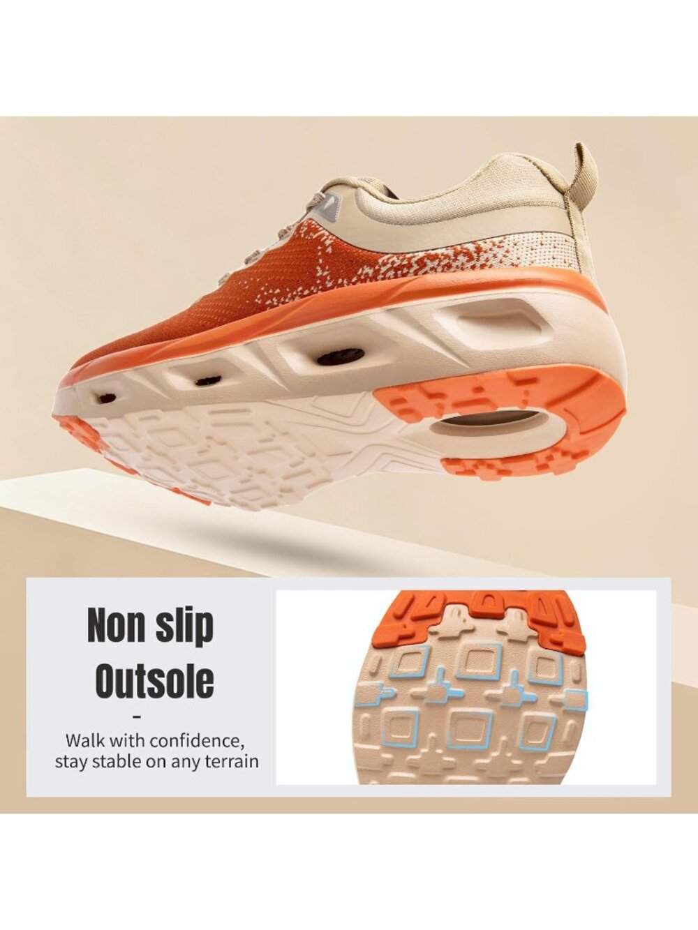 Women's Orange Comfortable Cushioning Non Slip Work Fashion Walking Sneakers - Picture 3 of 6